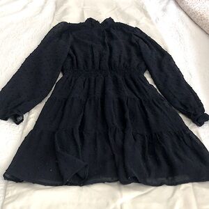 Blu Pepper short puff sleeve tiered mini dress dark blue size S